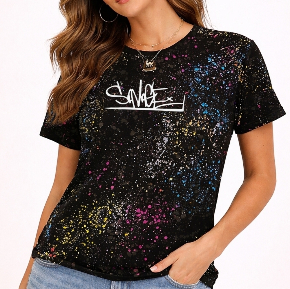 WXYZ Mfg Paint Splatter Savage Short Sleeve Unisex T-shirt Small